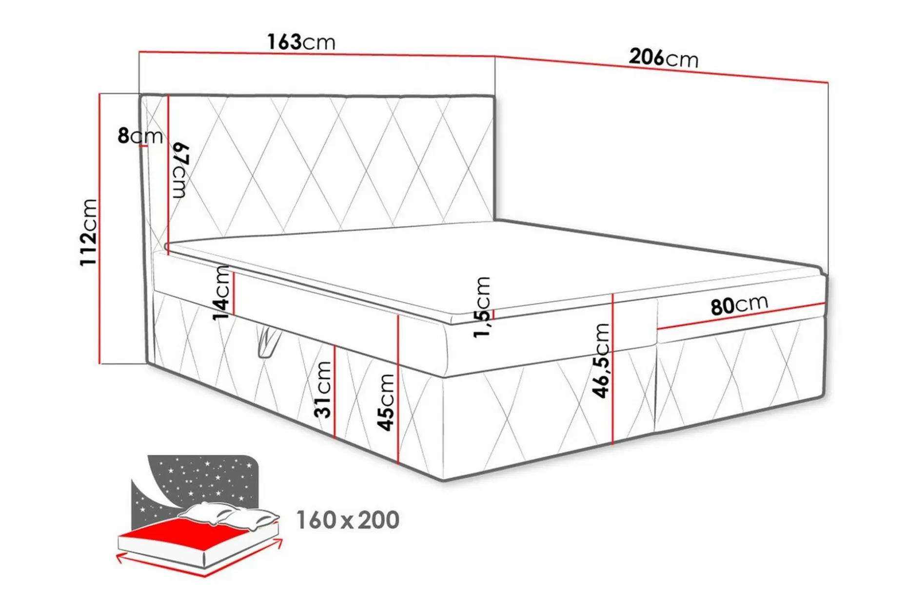 Kintore Kontinentalseng 160x200 cm