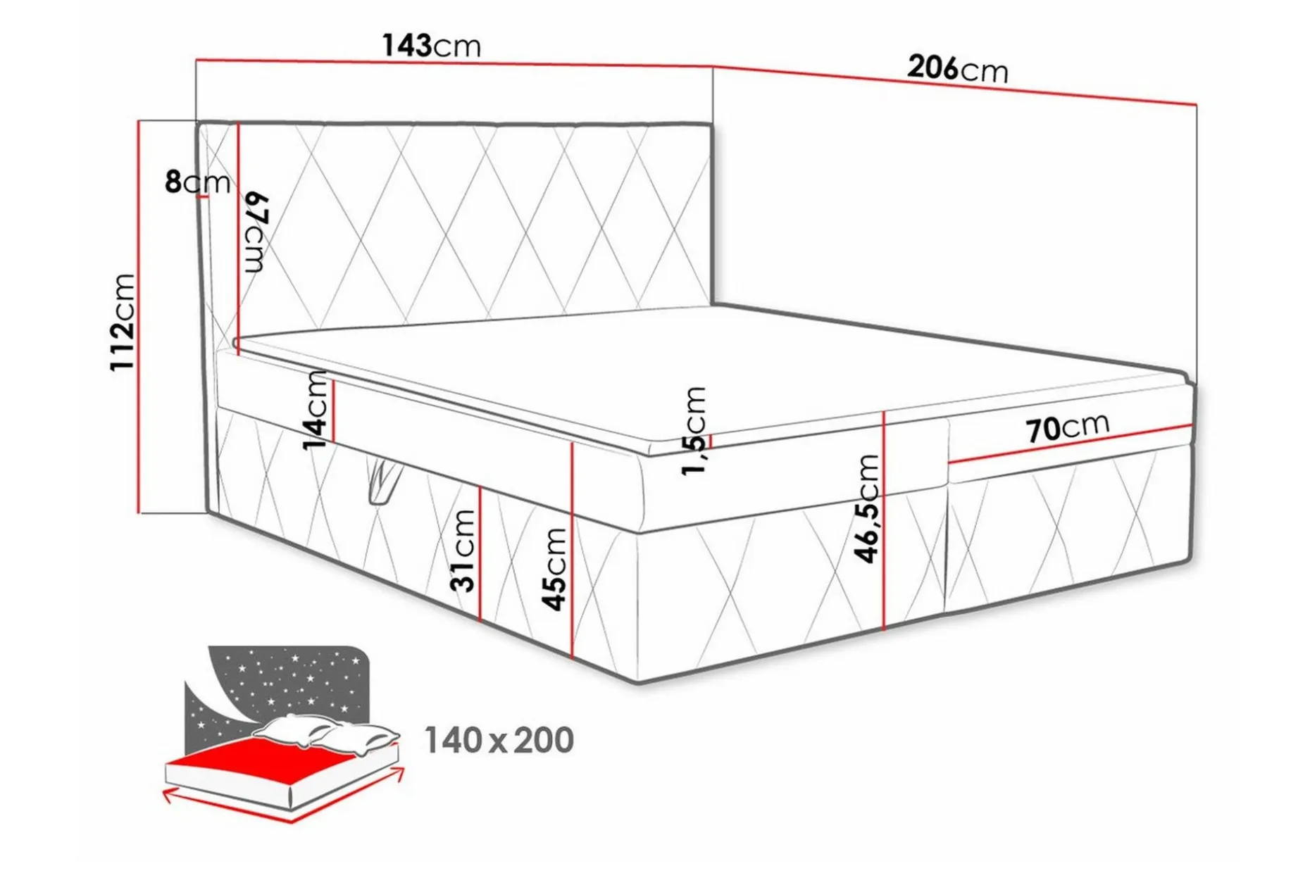 Kintore Kontinentalseng 140x200 cm
