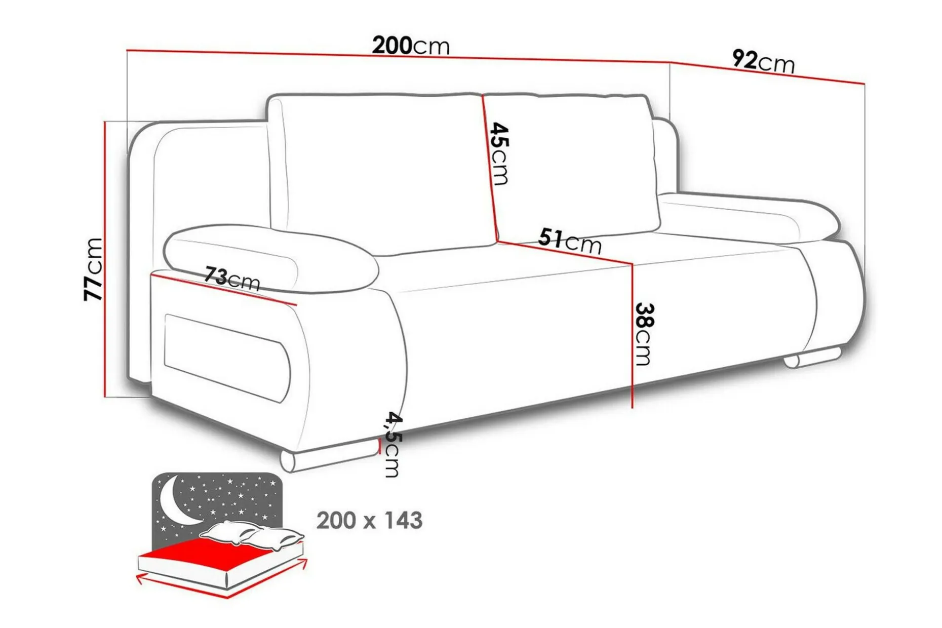 Kintore 2-seters Sovesofa
