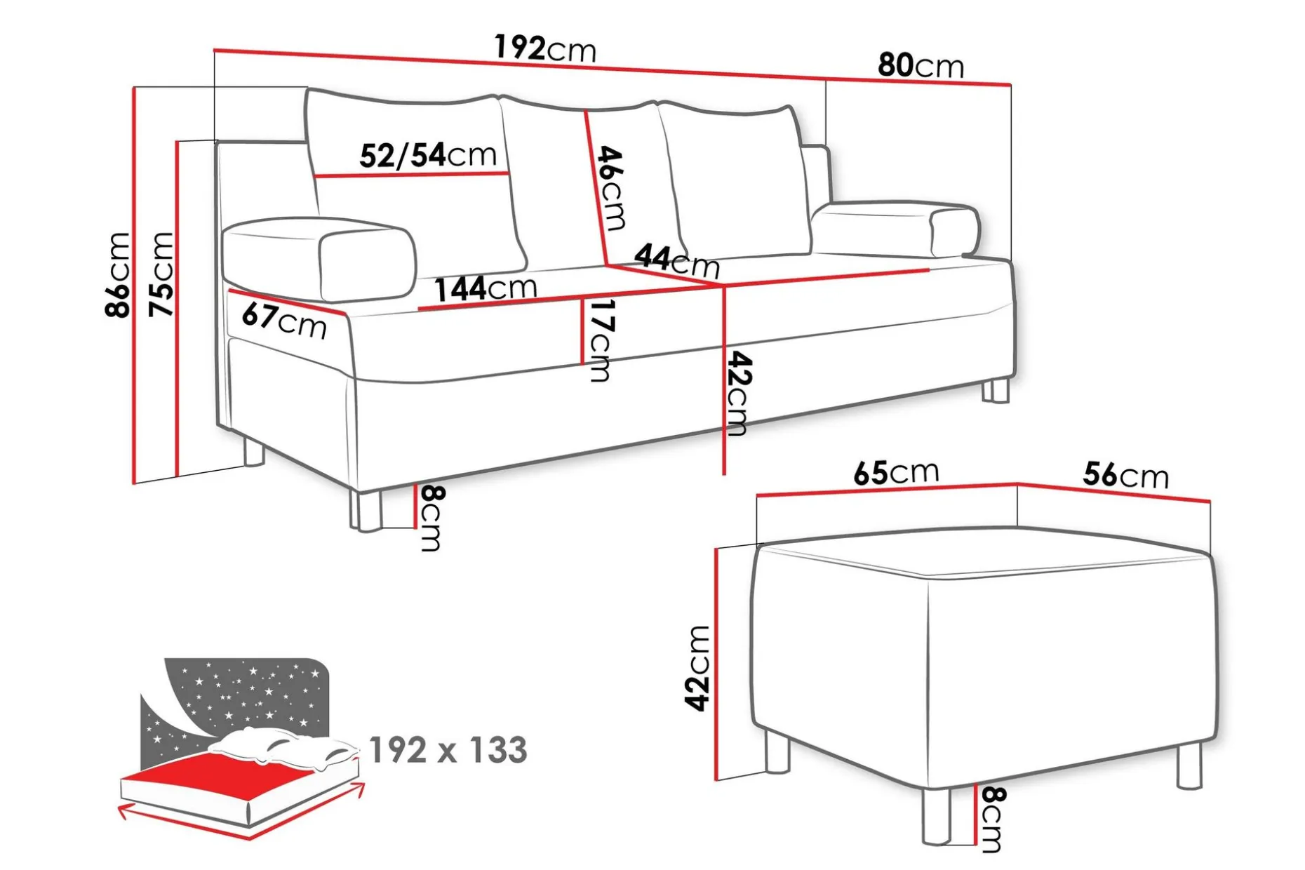 Kintore 2-sits Bäddsoffa beige