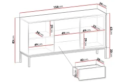 Klinkerville Lavt Vitrineskap Display med belysning 39 cm dybde