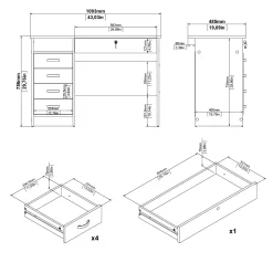 Klintberg Skrivebord med 5 skuffer 109x48x76 cm