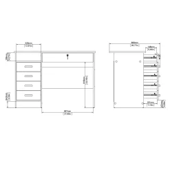 Klintberg Skrivebord med 5 skuffer 109x48x76 cm