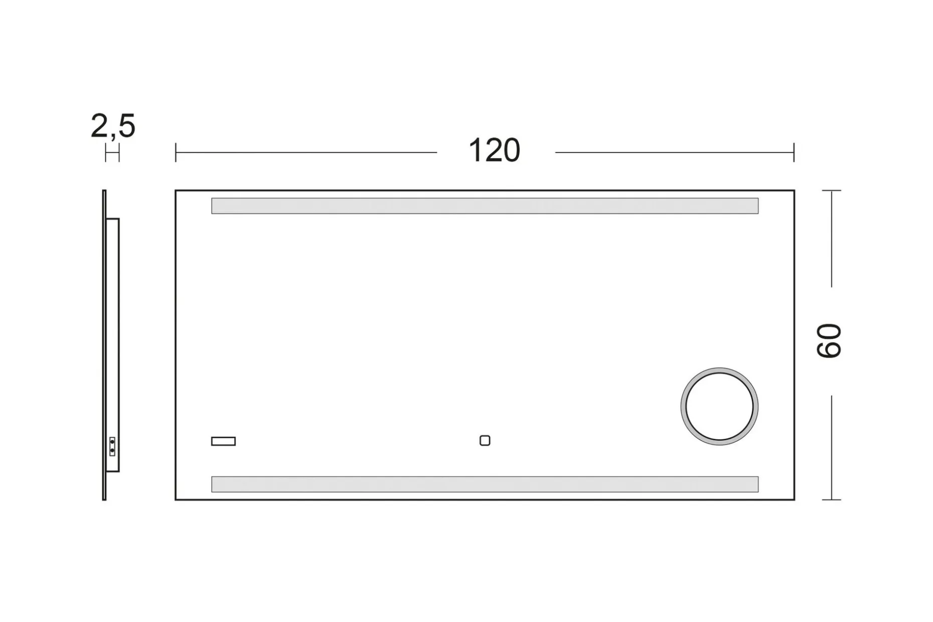 Kolerud Baderomsspeil 60 cm LED-Lys