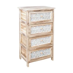 Kommode HOME4YOU Kaseke med 4 oppbevaringsenheter 40x29x73 cm Natur