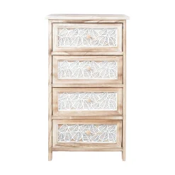 Kommode HOME4YOU Kaseke med 4 oppbevaringsenheter 40x29x73 cm Natur