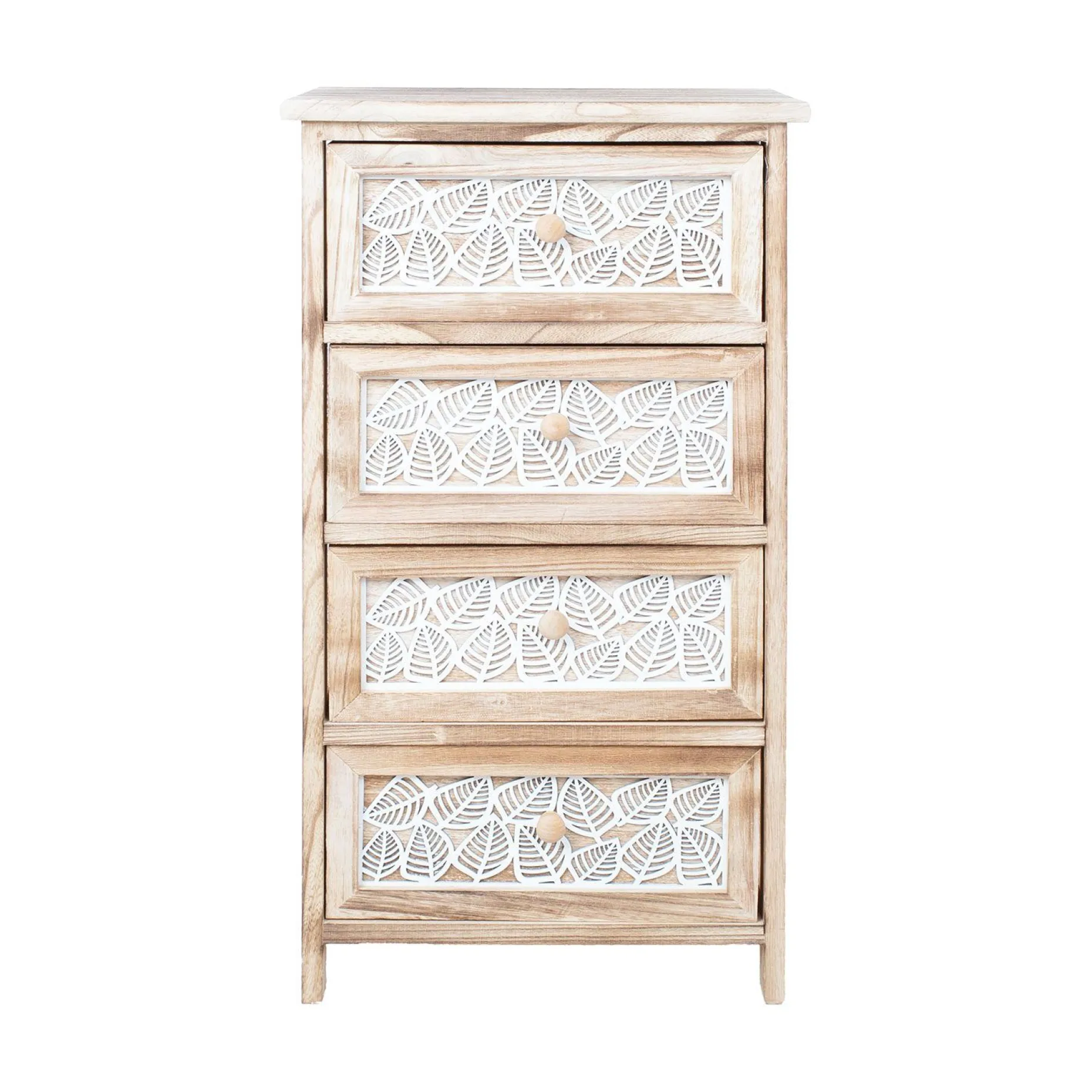 Kommode HOME4YOU Kaseke med 4 oppbevaringsenheter 40x29x73 cm Natur