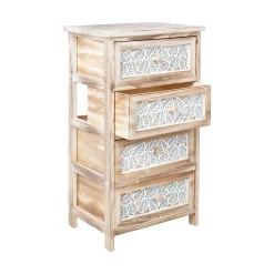 Kommode HOME4YOU Kaseke med 4 oppbevaringsenheter 40x29x73 cm Natur