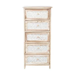 Kommode HOME4YOU Kaseke med 5 oppbevaringsrom 40x29x90 cm natur