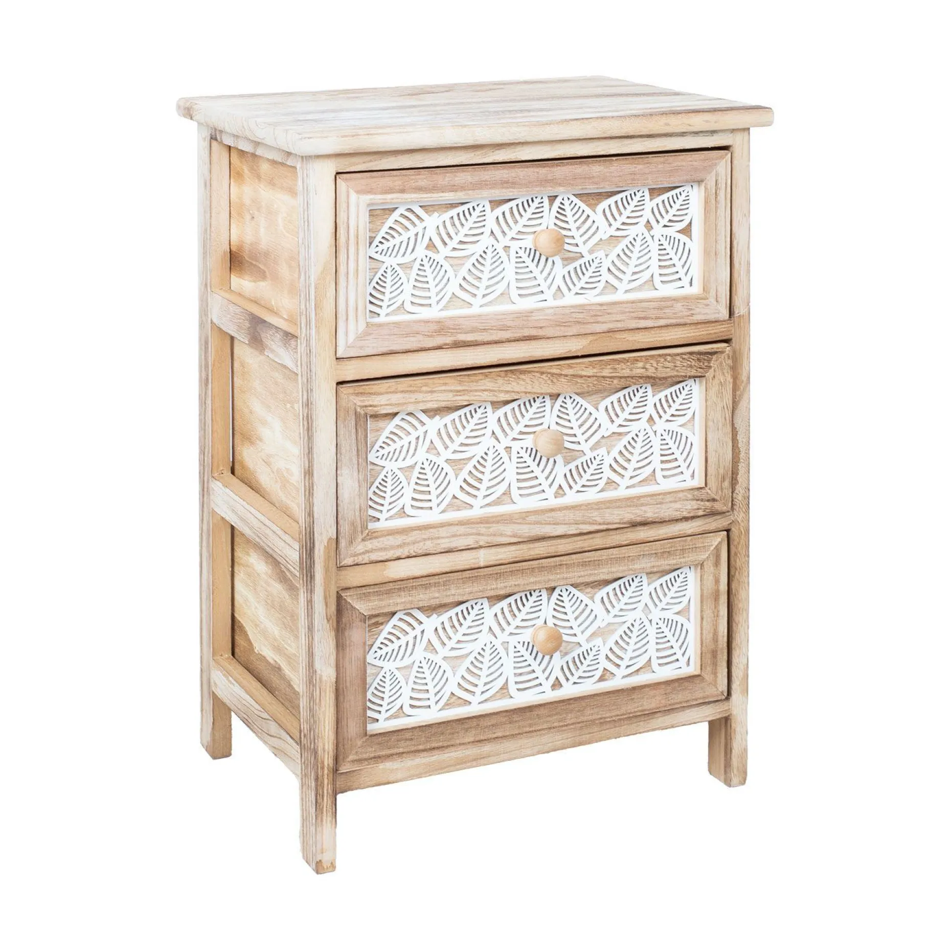 Kommode HOME4YOU Kaseke med 3 oppbevaringsenheter 40x29x58 cm natur