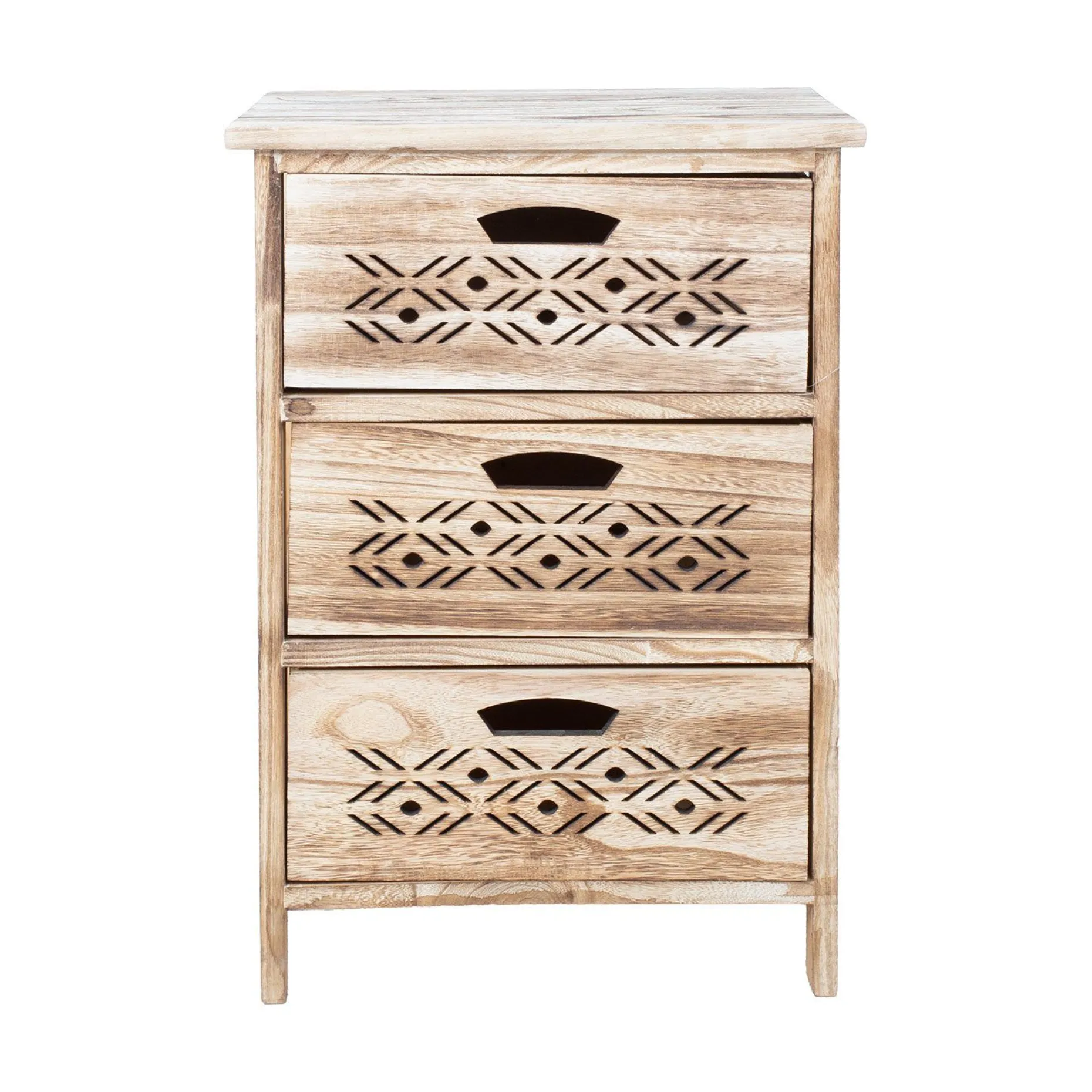 Kommode HOME4YOU Mihkli med 3 oppbevaringsenheter 40x29x58 cm Natur