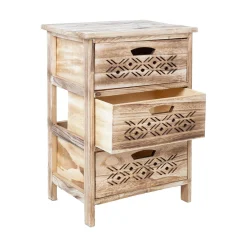 Kommode HOME4YOU Mihkli med 3 oppbevaringsenheter 40x29x58 cm Natur