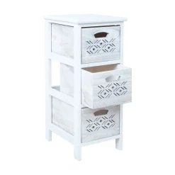 Kommode HOME4YOU Mihkli med 3 oppbevaringsenheter 26x32x63 cm hvit
