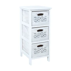 Kommode HOME4YOU Mihkli med 3 oppbevaringsenheter 26x32x63 cm hvit