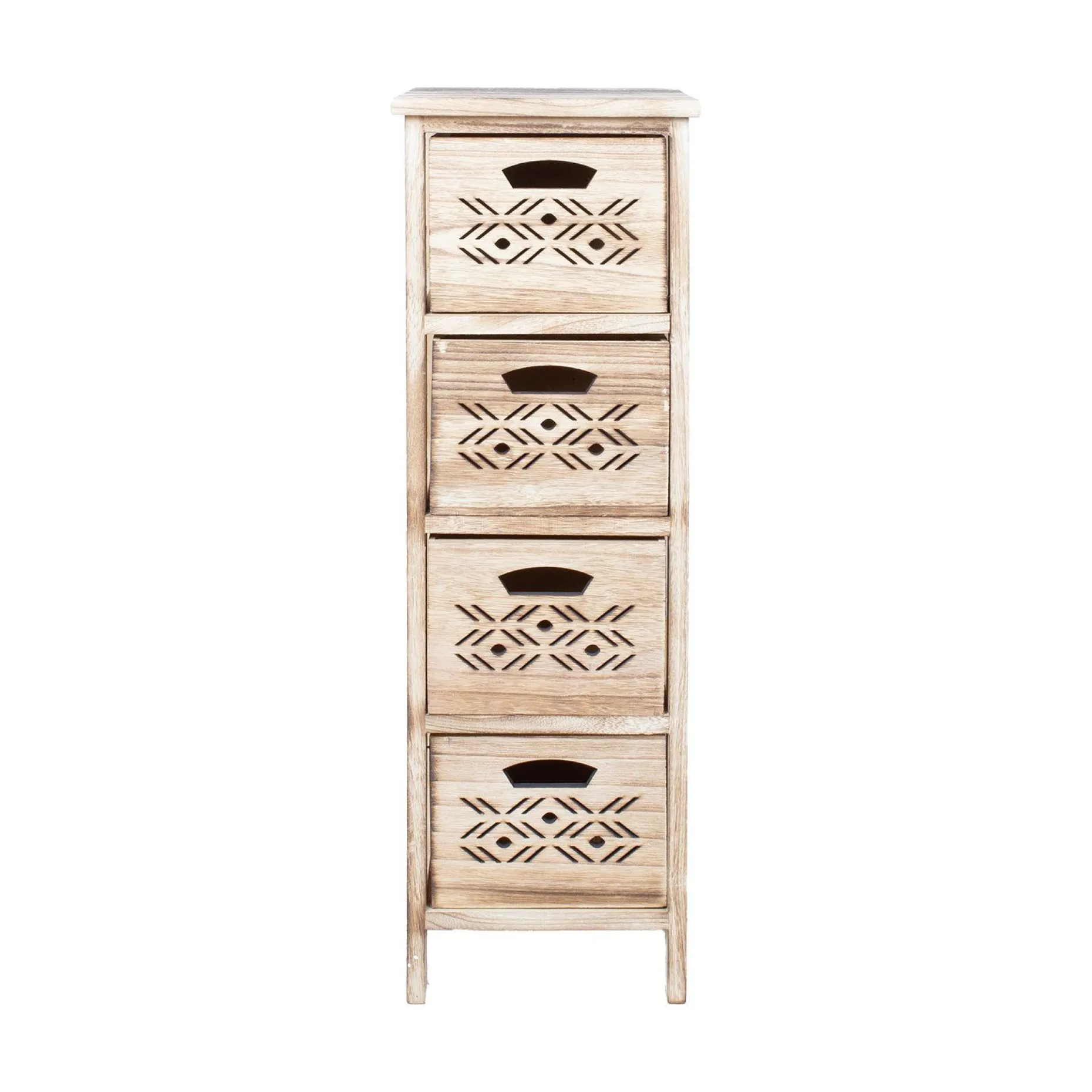 Kommode HOME4YOU Mihkli med 4 oppbevaringsenheter 26x32x81 cm natur