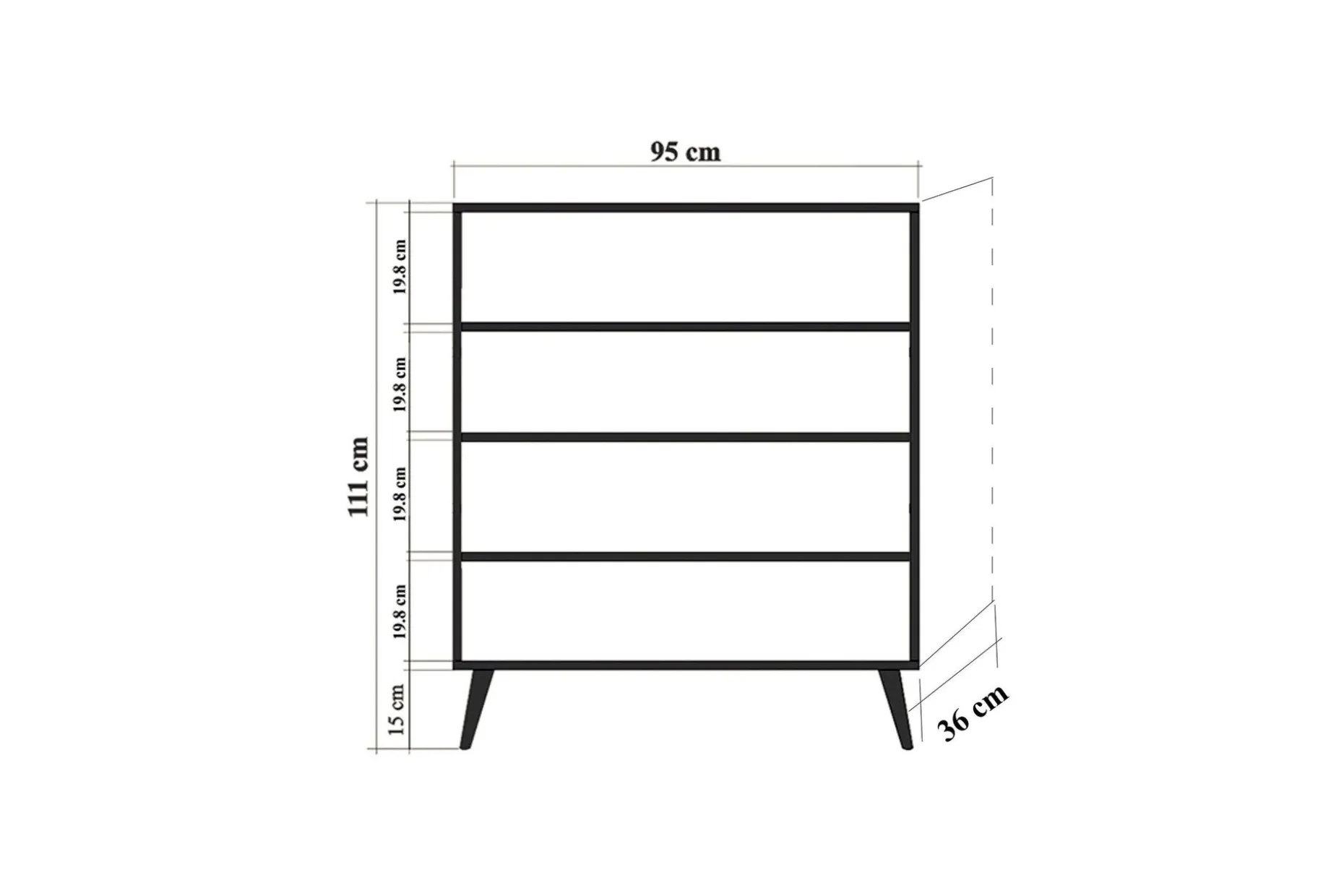 Kommode med 4 Dører 95x111 cm