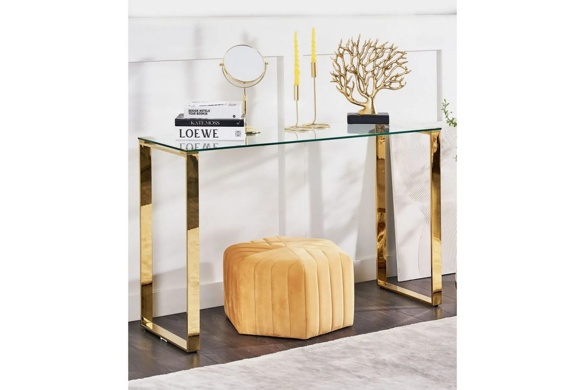 Konsollbord Tilon Transparent, gull