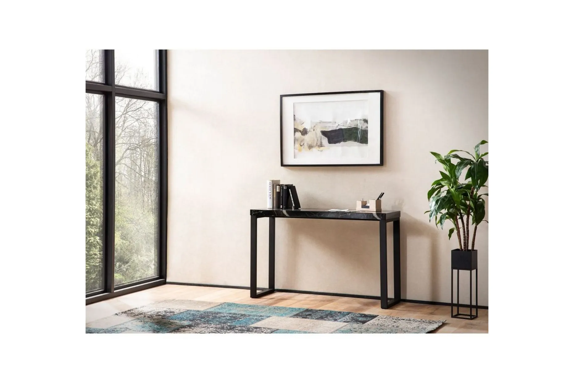 Konsollbord Wohnling 120 cm moderne konsoll med metallben Svart