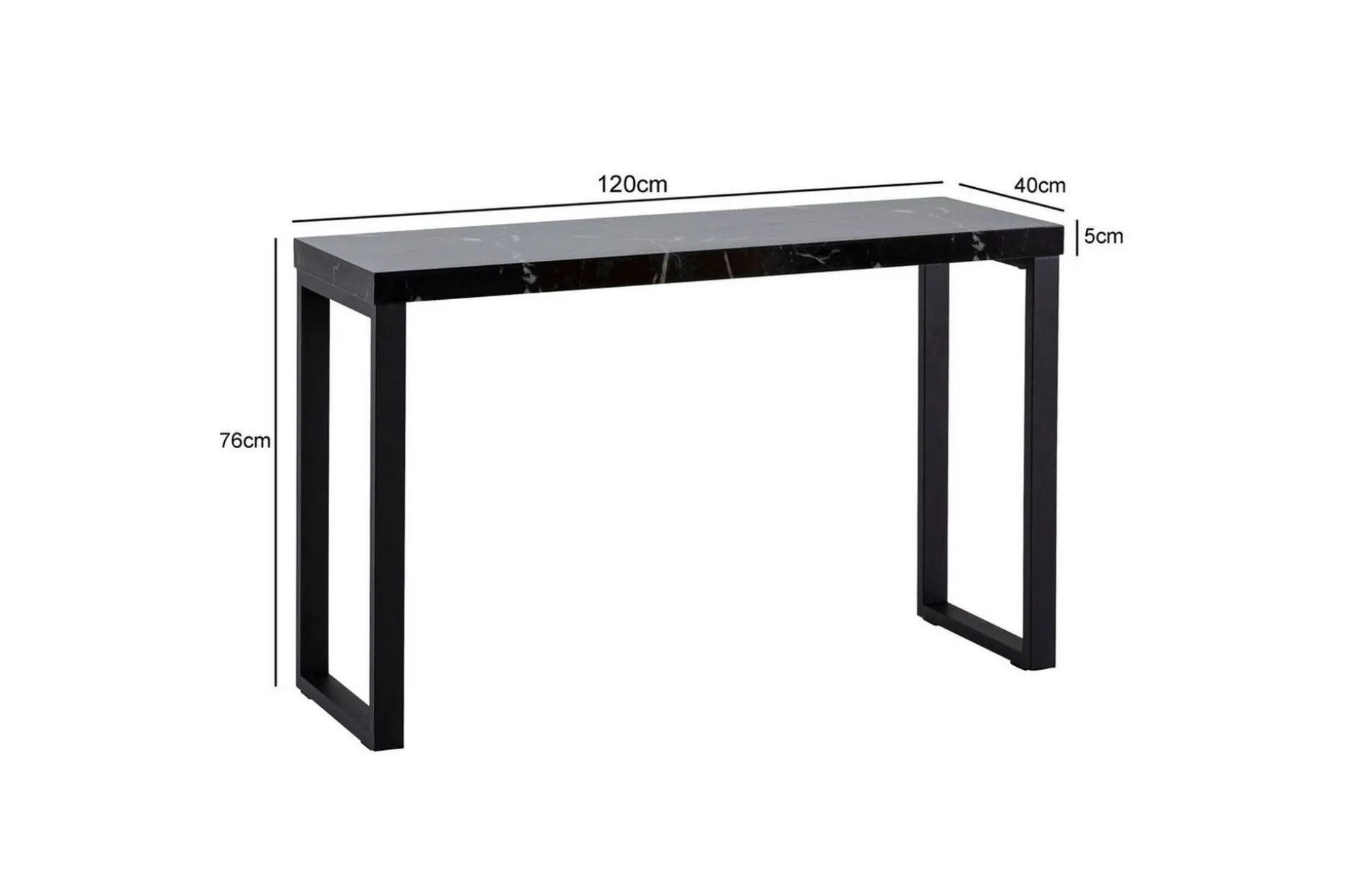Konsollbord Wohnling 120 cm moderne konsoll med metallben Svart