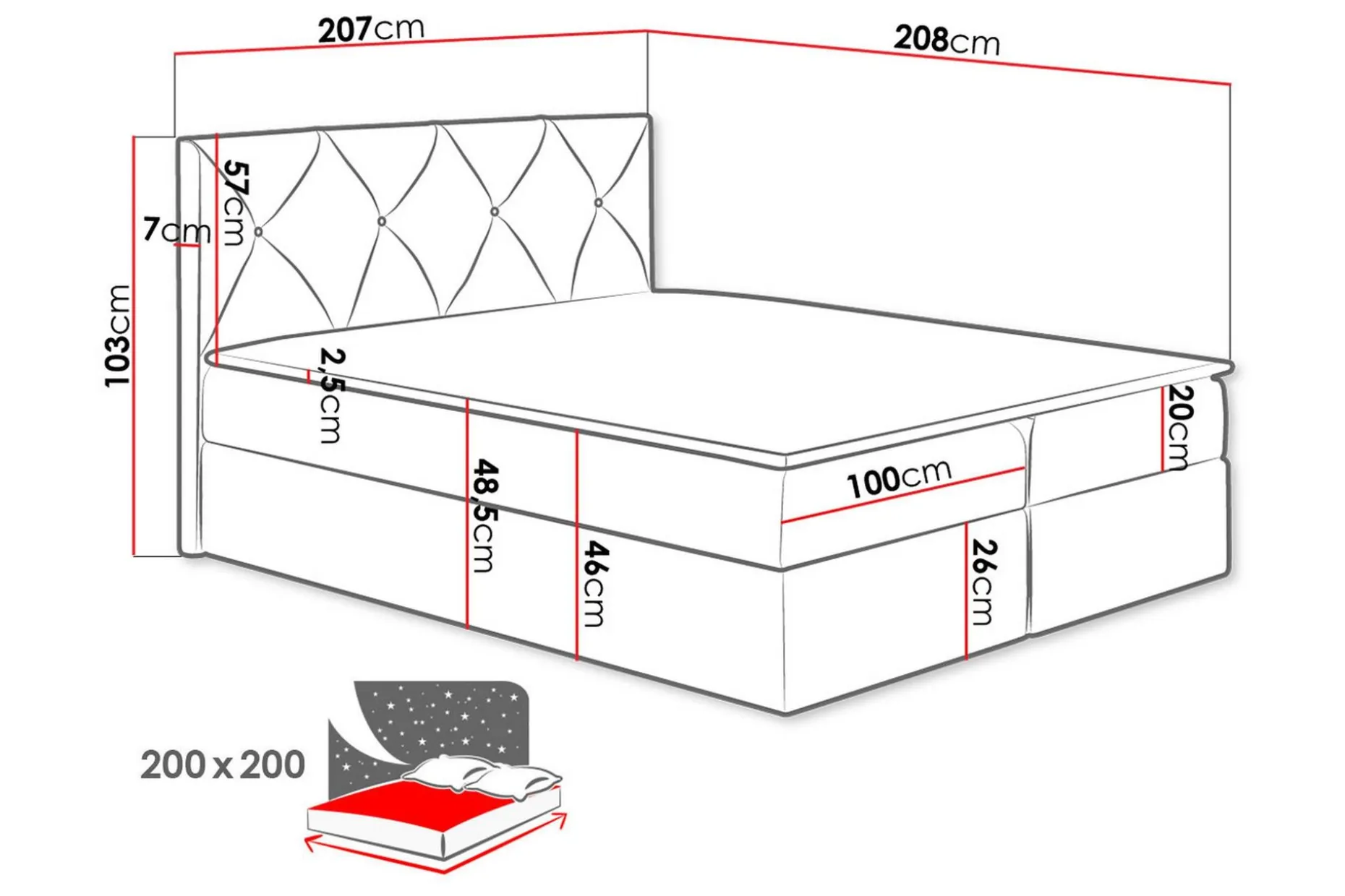 Kontinentalseng 200x200 cm