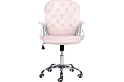 Kontorstol med krystaller Princess Pastellrosa/Sølv/Svart