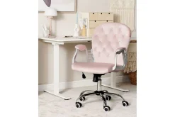Kontorstol med krystaller Princess Pastellrosa/Sølv/Svart