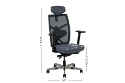 Kontorstol TUNE 70x70xH111-128cm grå