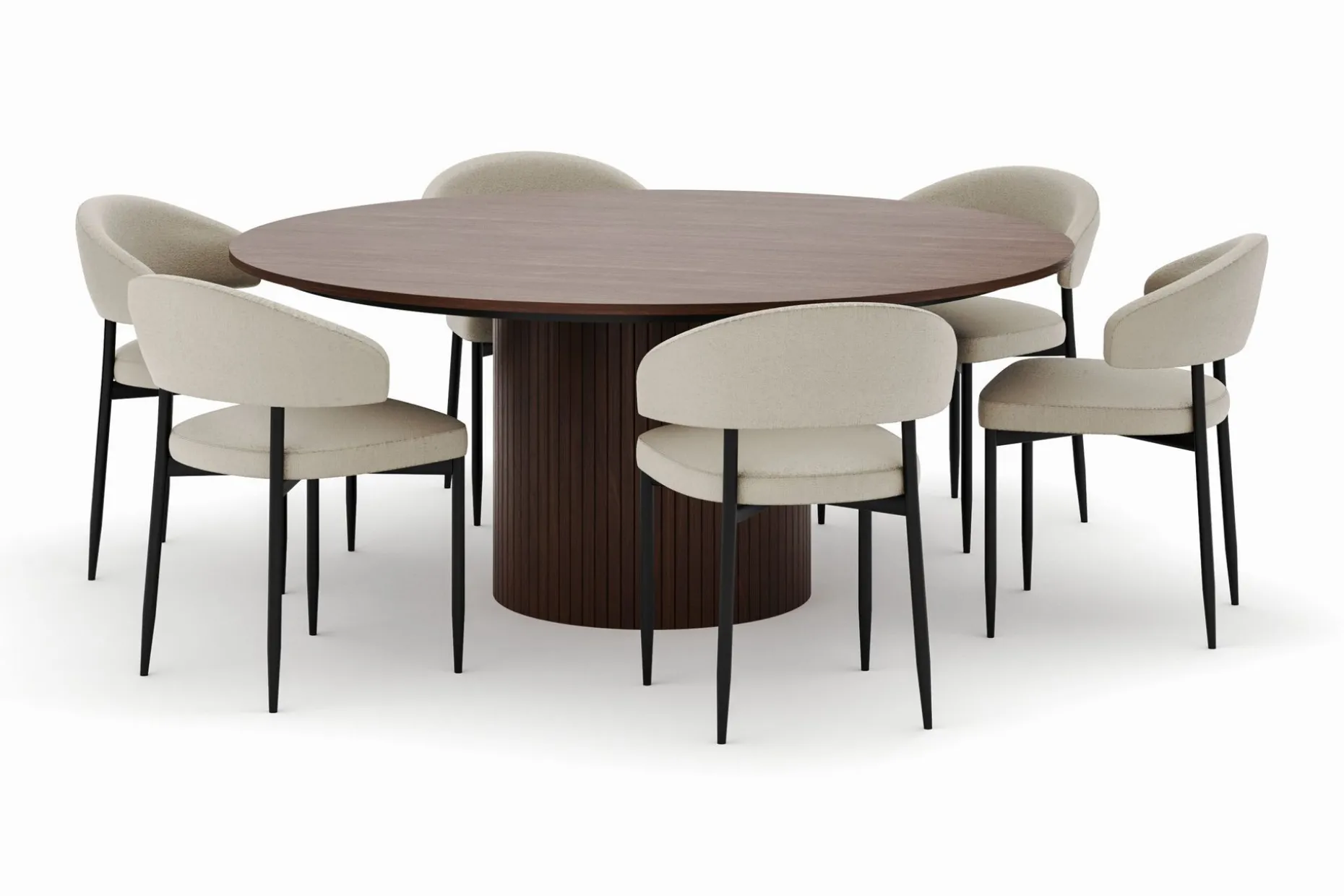 Kopparbo Rundt Spisebord 180 cm med 6 Sawako Stoler
