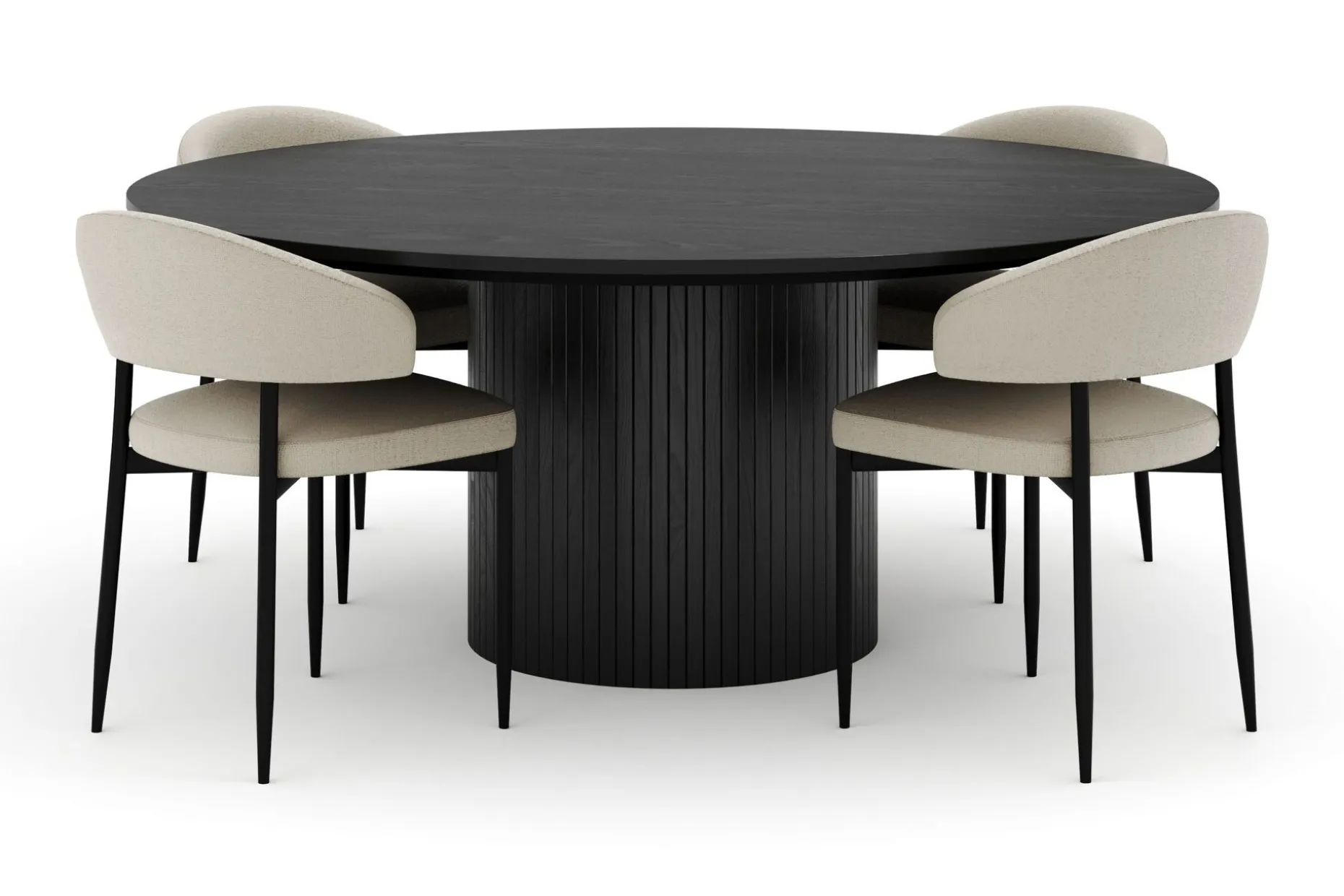 Kopparbo Rundt Stort Spisebord 180 cm med 4 Sawako Stoler