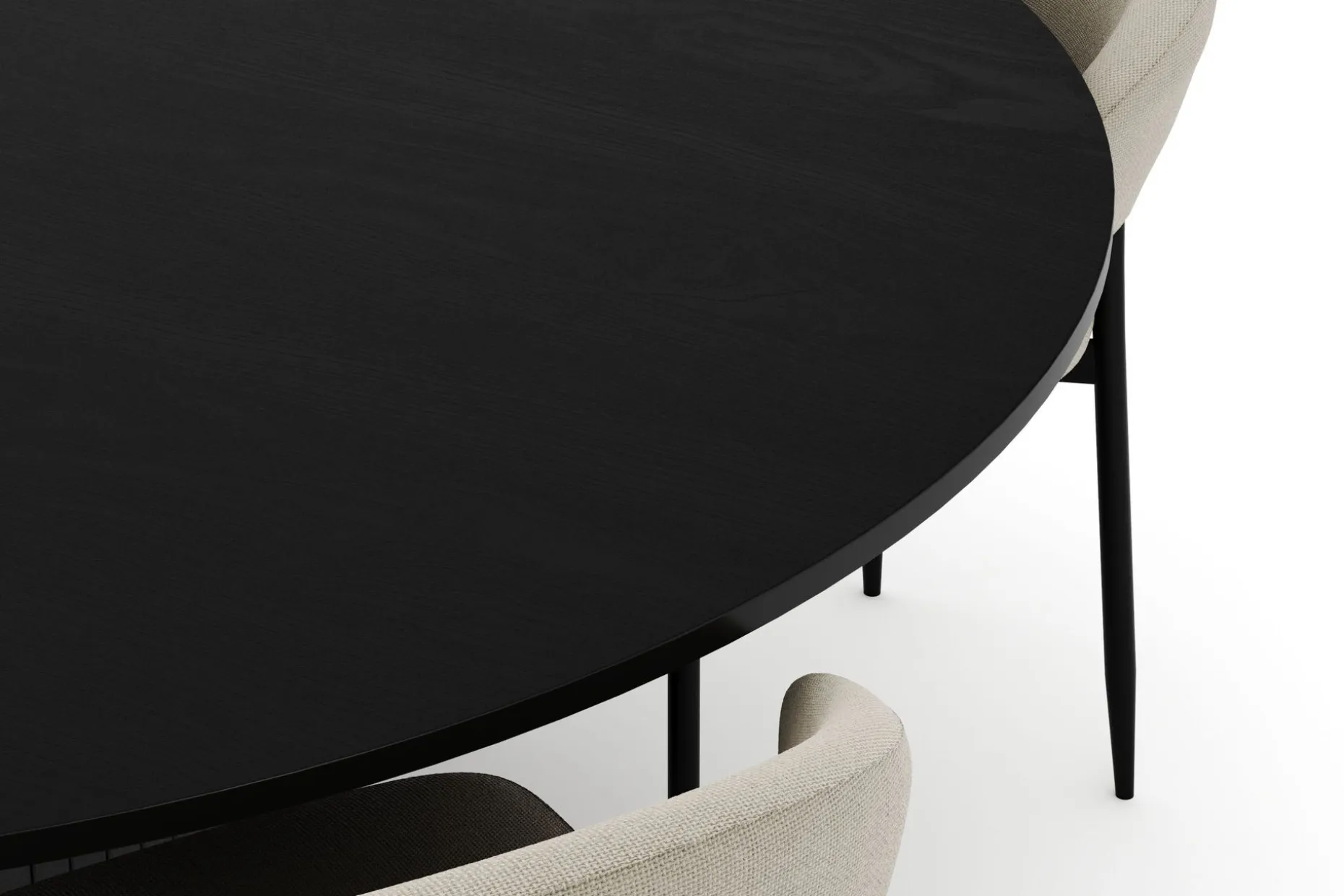 Kopparbo Rundt Stort Spisebord 180 cm med 4 Sawako Stoler
