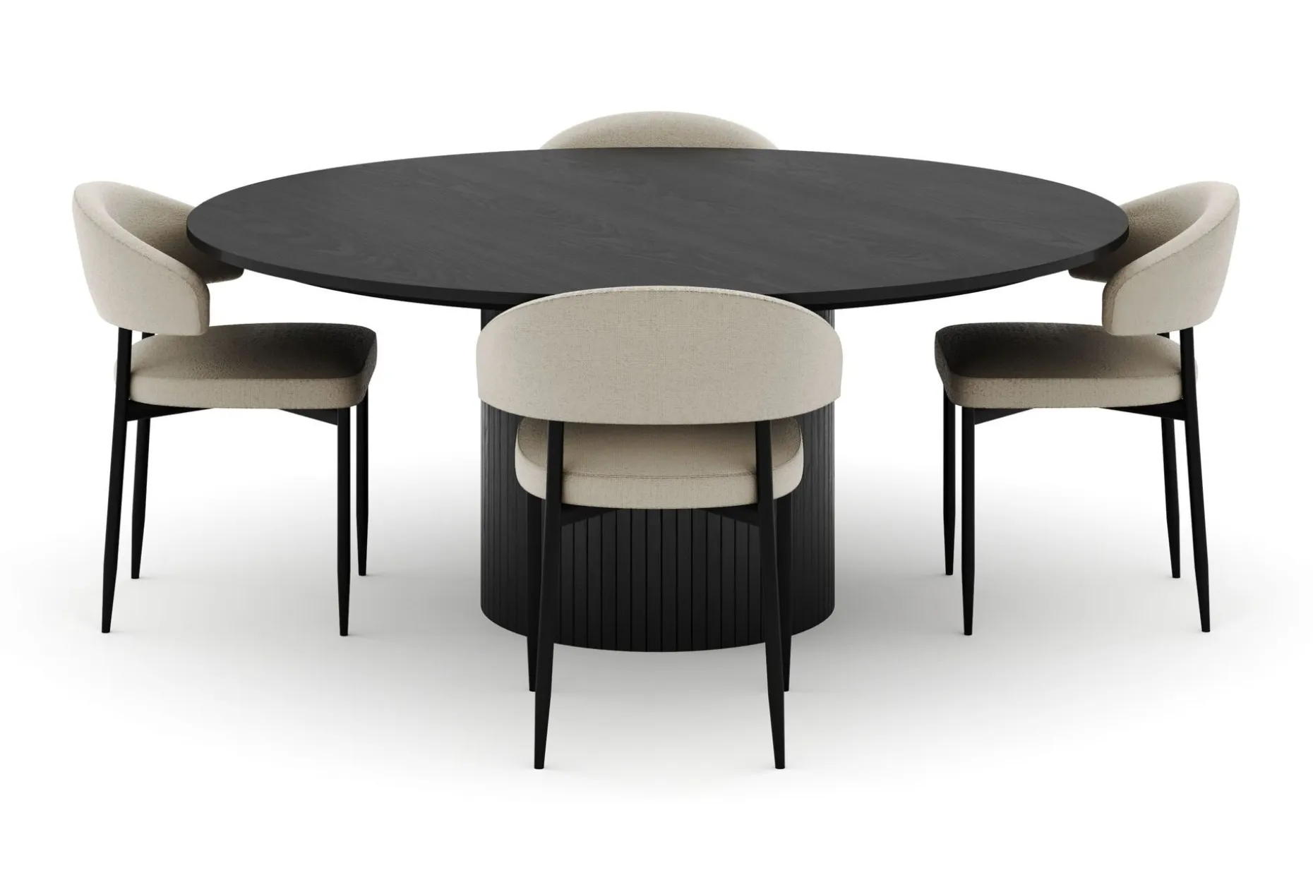 Kopparbo Rundt Stort Spisebord 180 cm med 4 Sawako Stoler