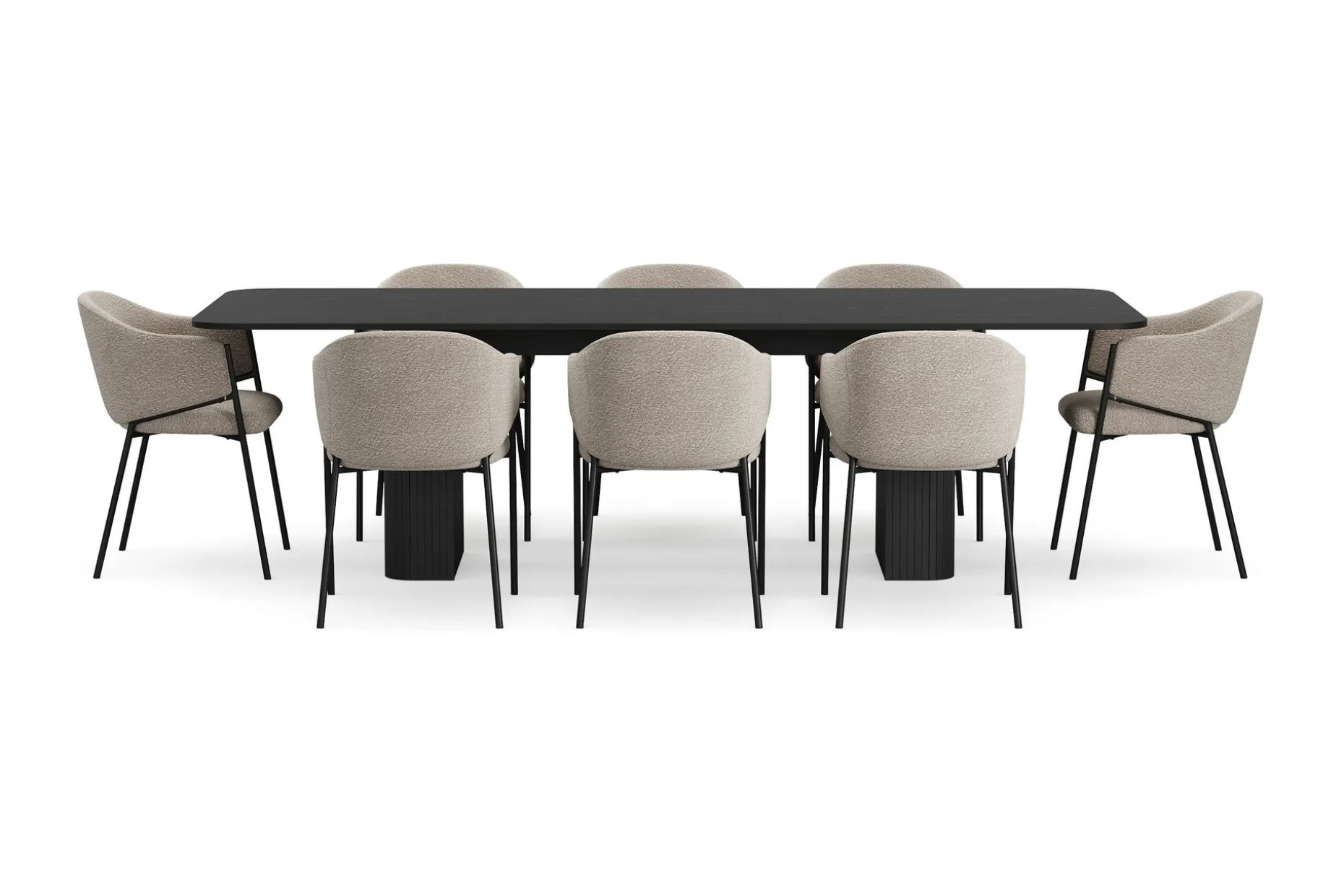 Kopparbo Spisebord 200-260 cm Uttrekkbart med 8 Filip Spisestoler