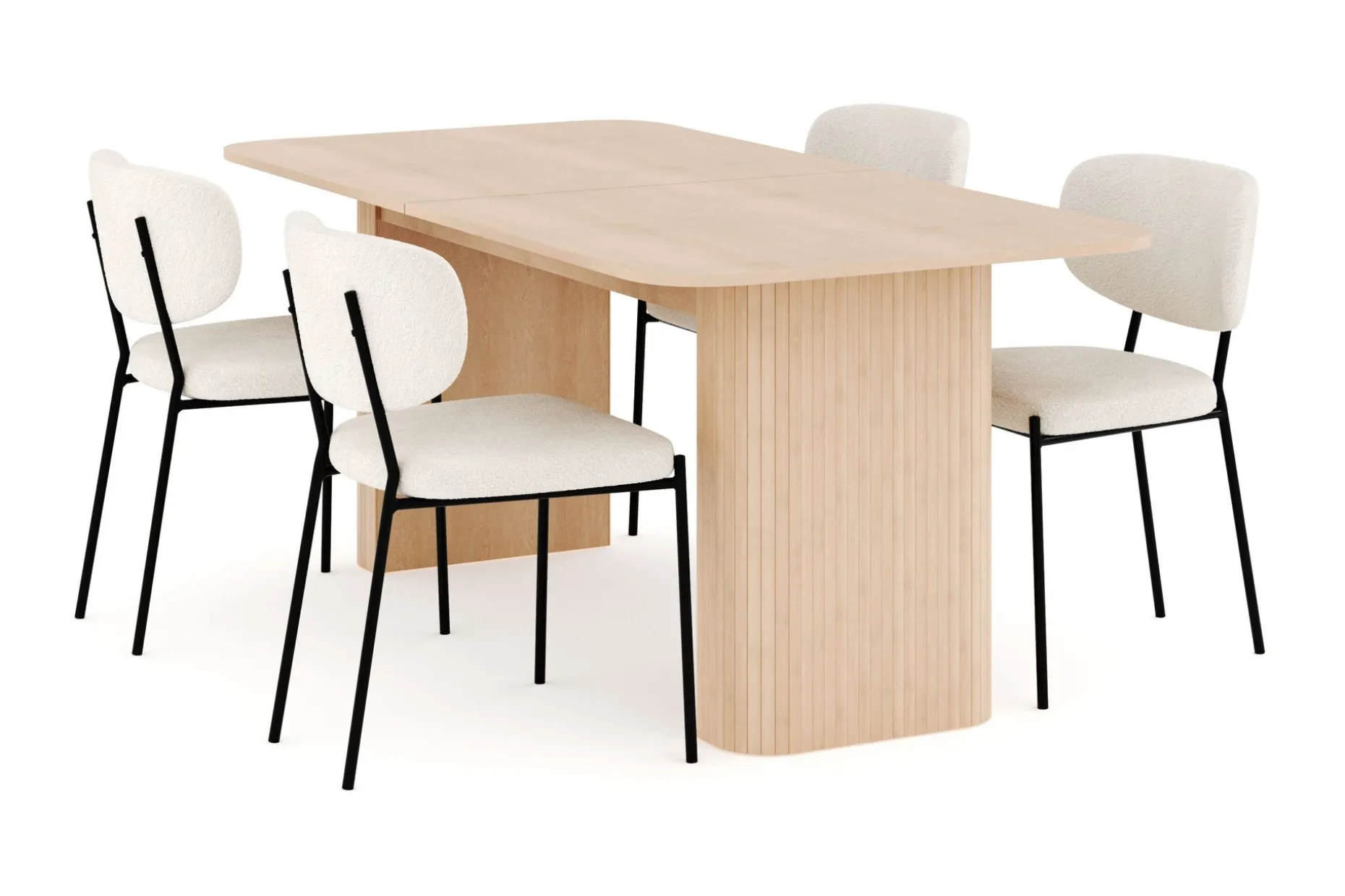 Kopparbo Spisegruppe 180-240 cm Forlengbar med 4 Gemmiano Spisestoler