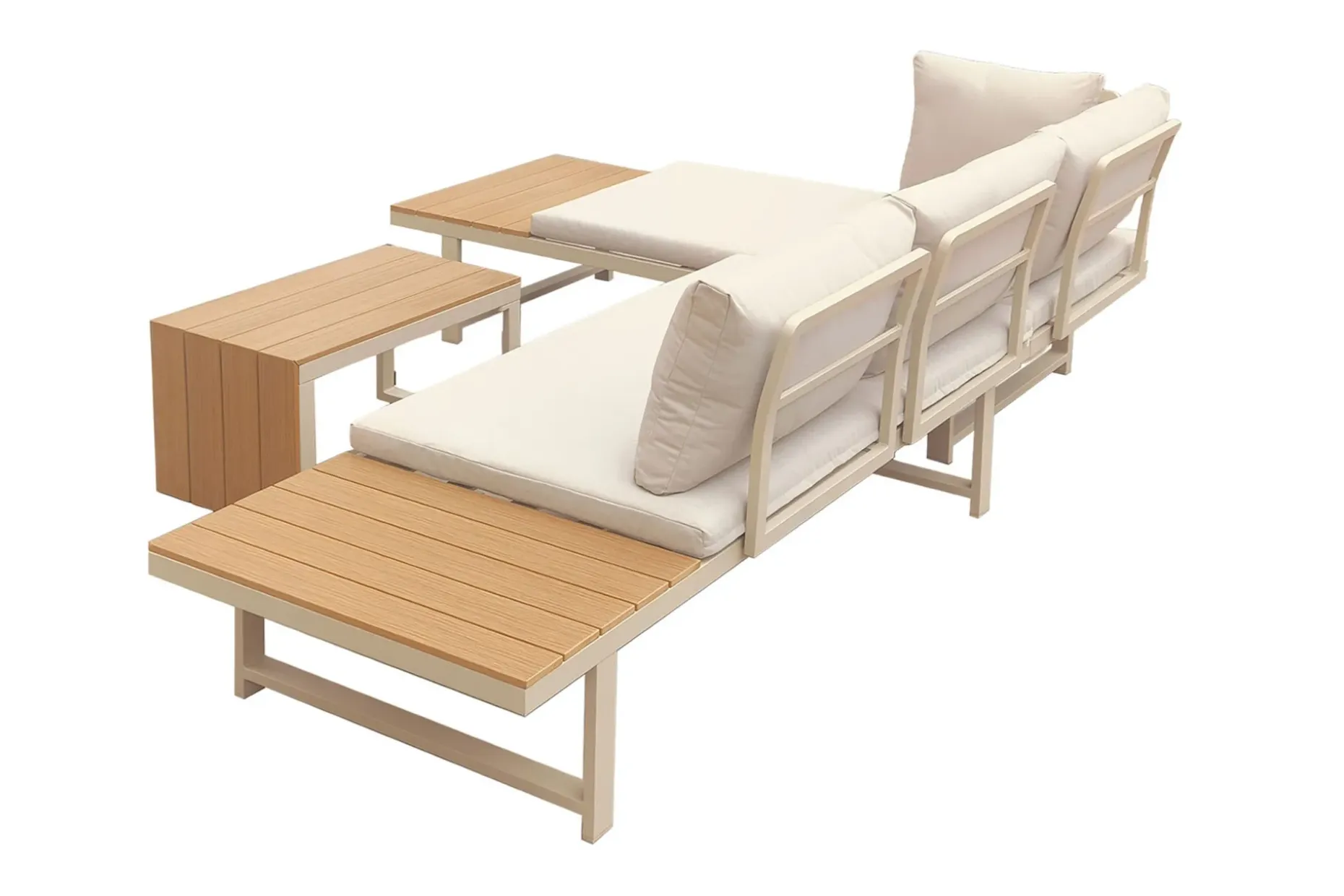 Lainelle 4-seters sofagruppe for altan og terrasse med beige puter