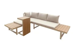 Lainelle 4-seters sofagruppe for altan og terrasse med beige puter