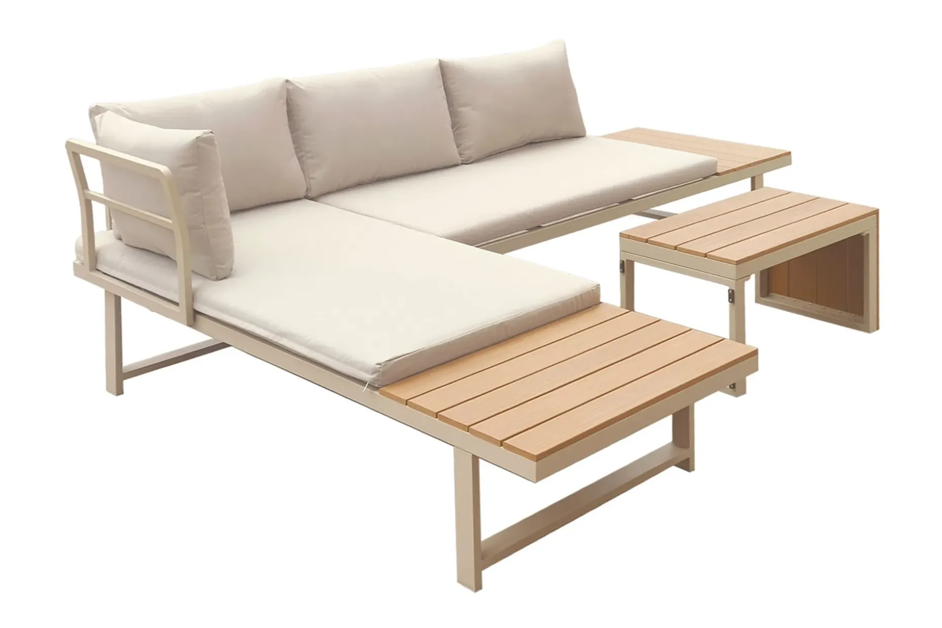 Lainelle 4-seters sofagruppe for altan og terrasse med beige puter