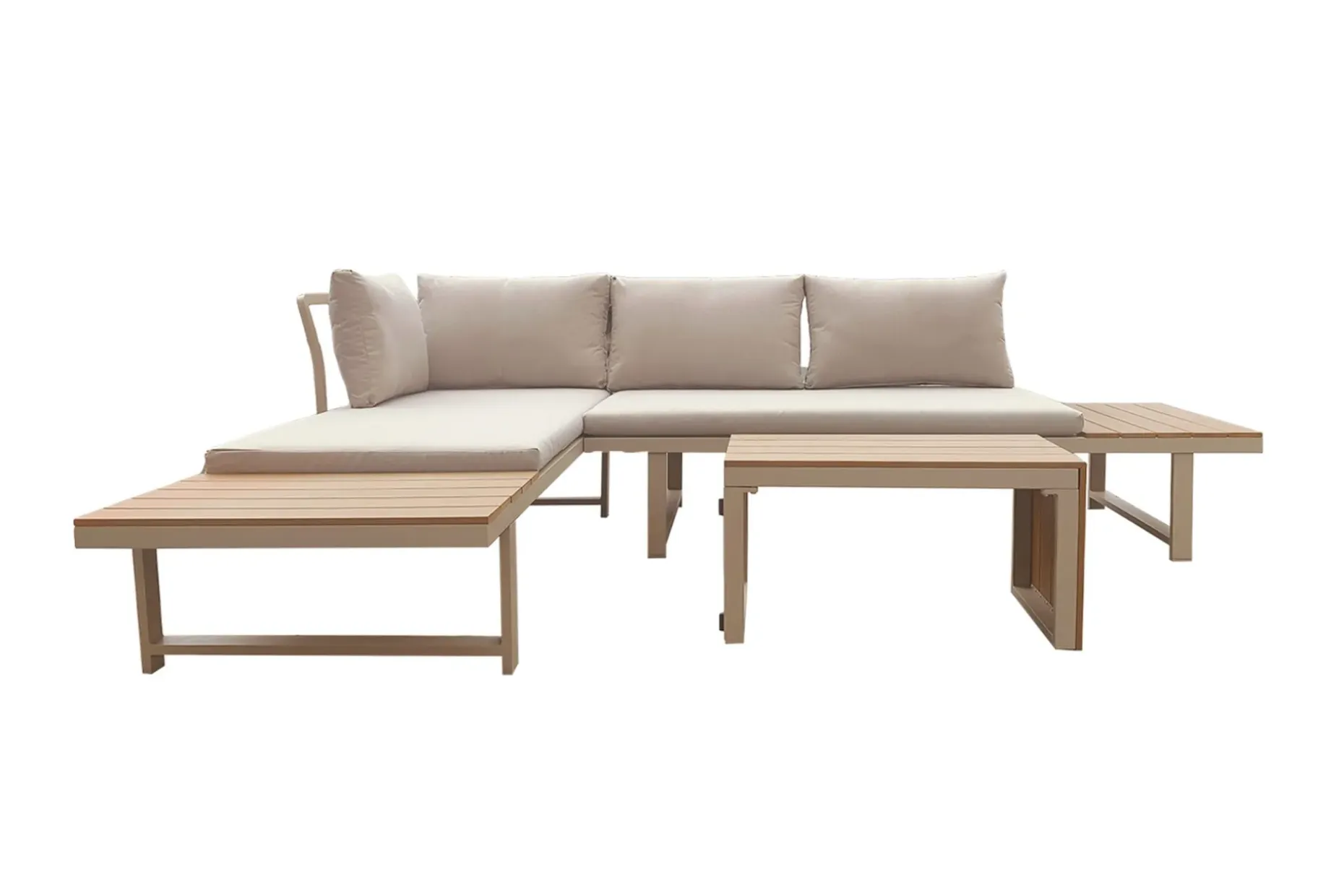 Lainelle 4-seters sofagruppe for altan og terrasse med beige puter