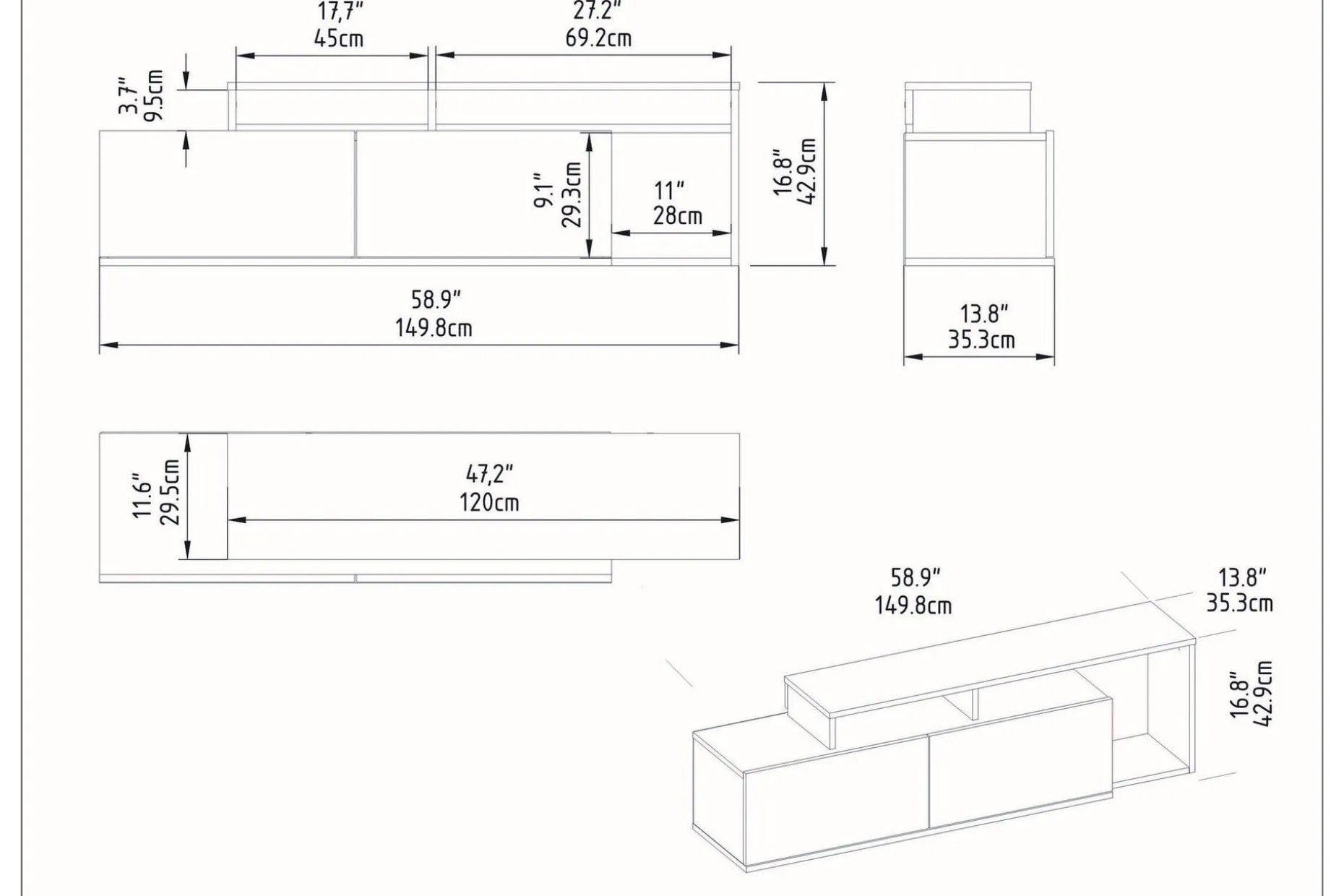 Lameyze Tv-benk 150 cm