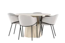 Lanzo Spisegruppe 120 cm Rund med 4 Evelina stoler