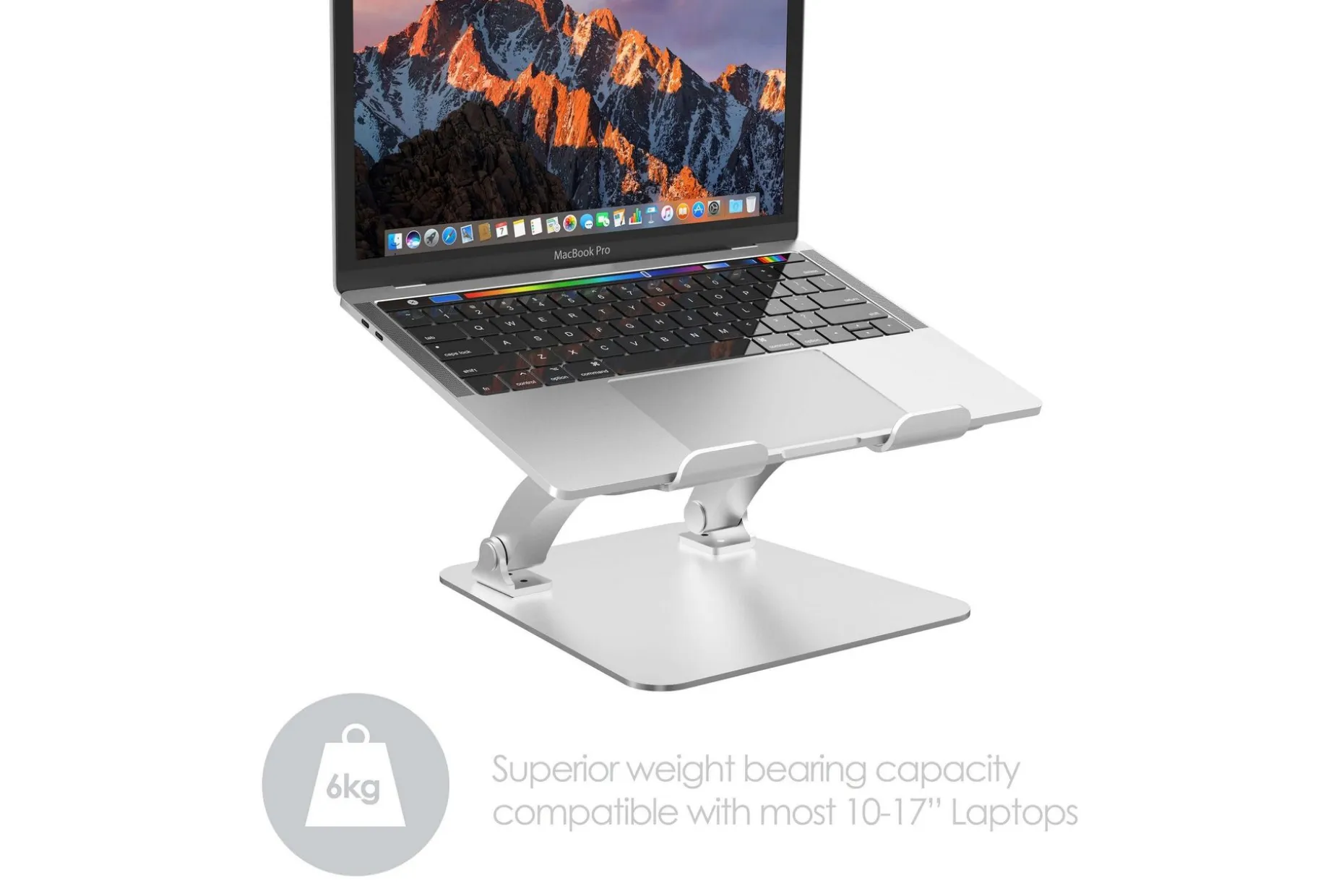 Laptopstativ Desire2 Dual Pivot Riser Justerbar Aluminium Sølv