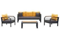 Lassento Cafésett 197 cm + 3-seters Sofa + 2 Lenestoler