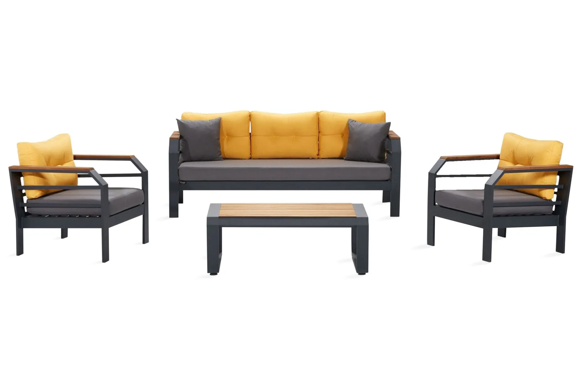 Lassento Cafésett 197 cm + 3-seters Sofa + 2 Lenestoler