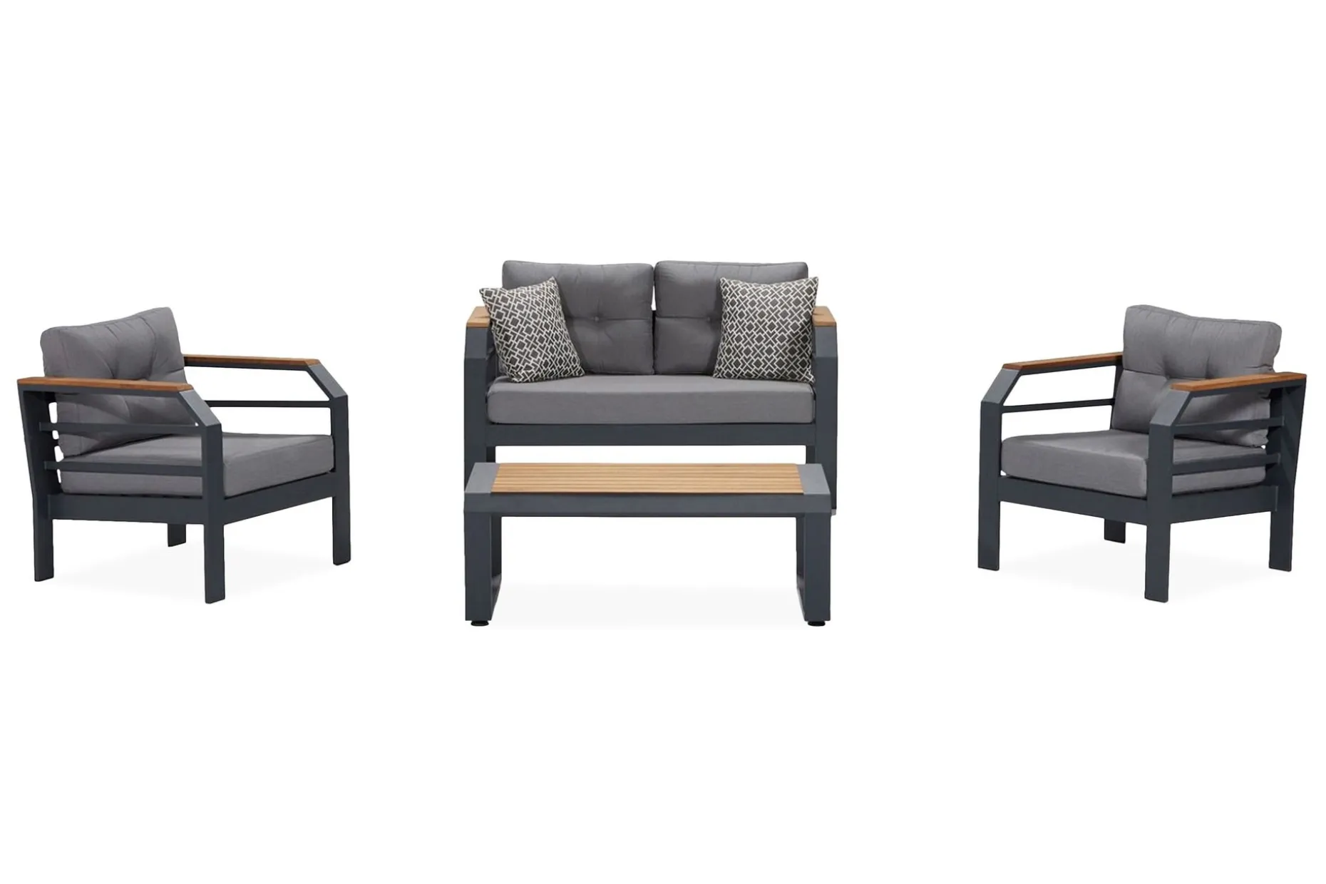 Lassento Cafésett 137 cm + 2-seters Sofa + 2 Lenestoler