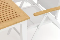 Las Vegas utendørs spisegruppe, uttrekkbar 152–210x90 cm med 4 Las Vegas regulerbare stoler