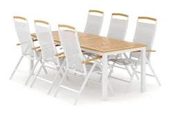 Las Vegas utendørs spisegruppe, uttrekkbar 220x280x100 cm med 6 Las Vegas regulerbare stoler