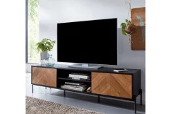Lavbord Wohnling Eikentre foliert med 2 dører oppbevaringsbrett metallben landlig stil