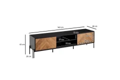 Lavbord Wohnling Eikentre foliert med 2 dører oppbevaringsbrett metallben landlig stil