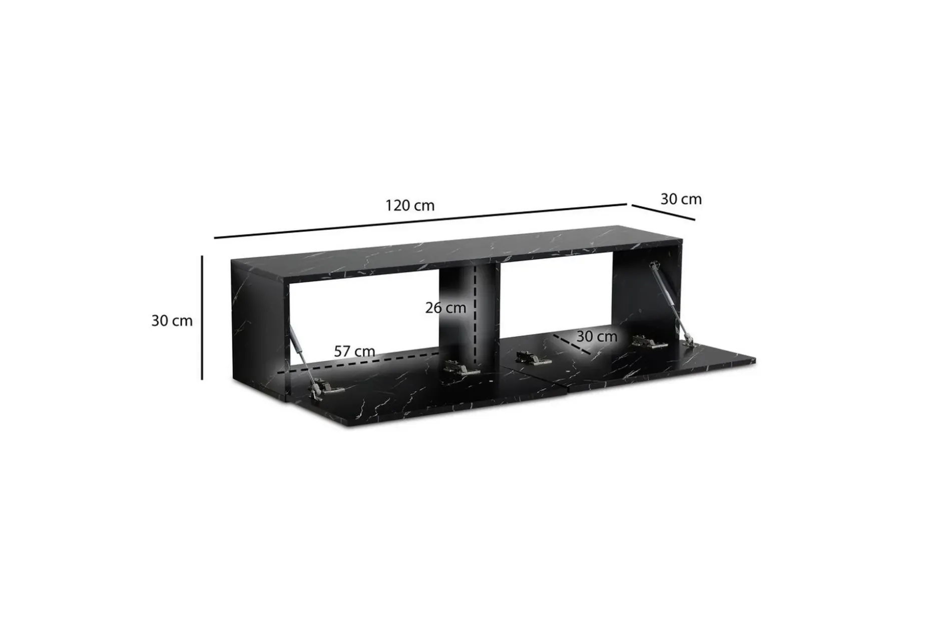 Lavbord Wohnling Foliert oppheng med klaffdør Moderne Marmor, Svart, 120 cm