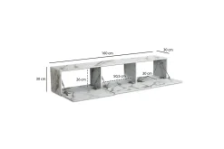 Lavbord Wohnling Foliert oppheng med klaffdør Moderne Marmor, Hvit, 160 cm