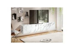 Lavbord Wohnling Foliert oppheng med klaffdør Moderne Marmor, Hvit, 160 cm